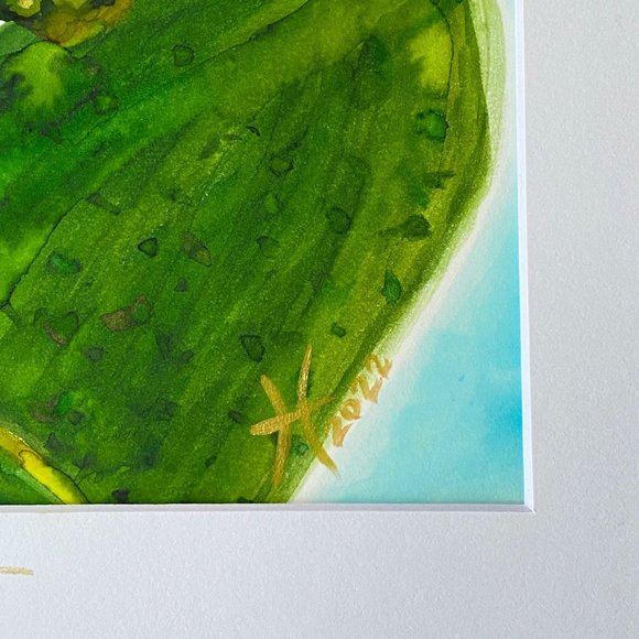 Fruition Original Handmade Watercolor Cactus Flower Painting 11x14in White Mat - Picture 5 of 7